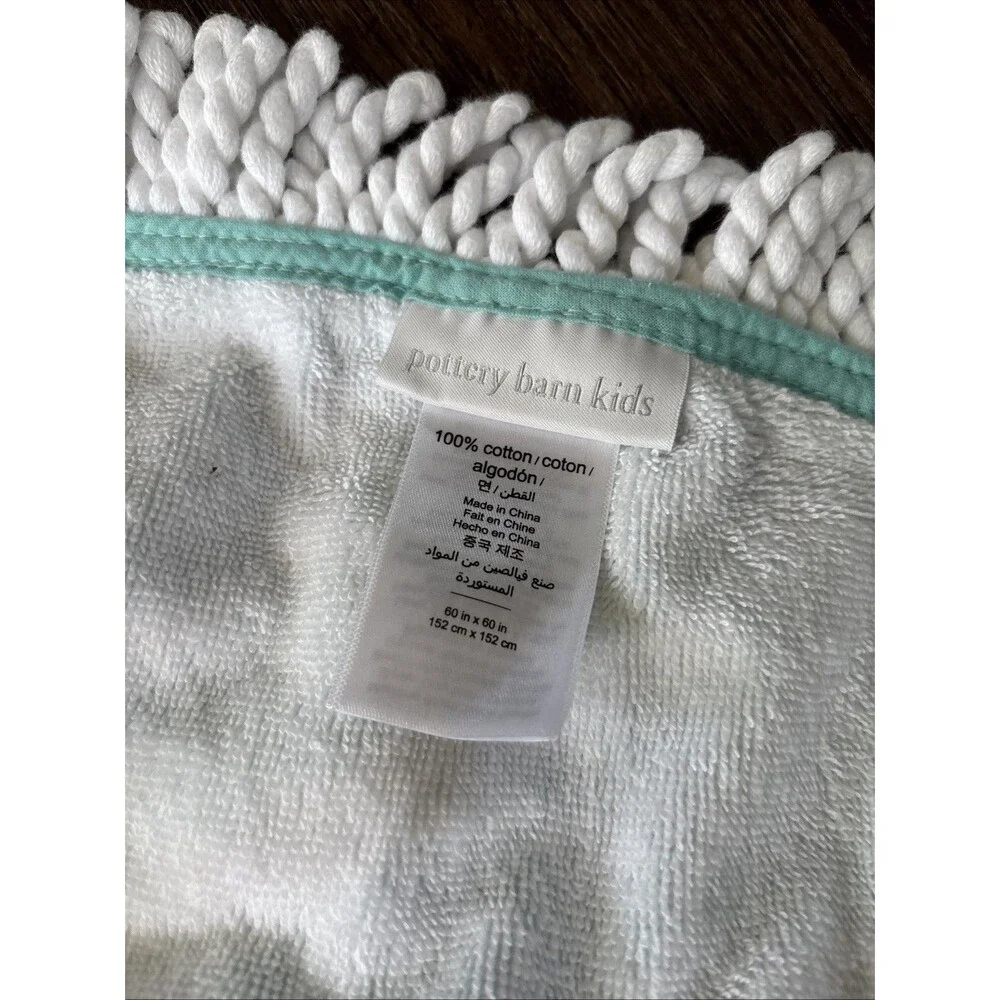 Pottery Barn Arrow Round Beach Towel 60 X 60 Seafoam/aqua NWOT Cottage Beachdaze